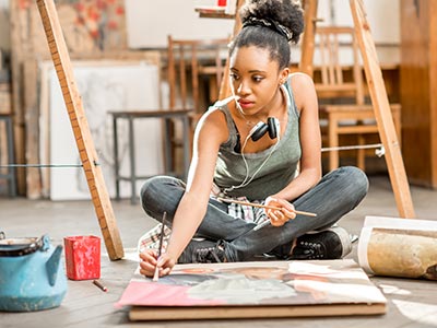 Woman creating a piece of art