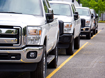 New trucks lined up for transport